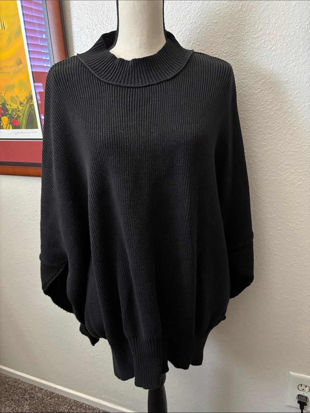 Zenana Outfitters Black Rib-Knit Oversized Sweater